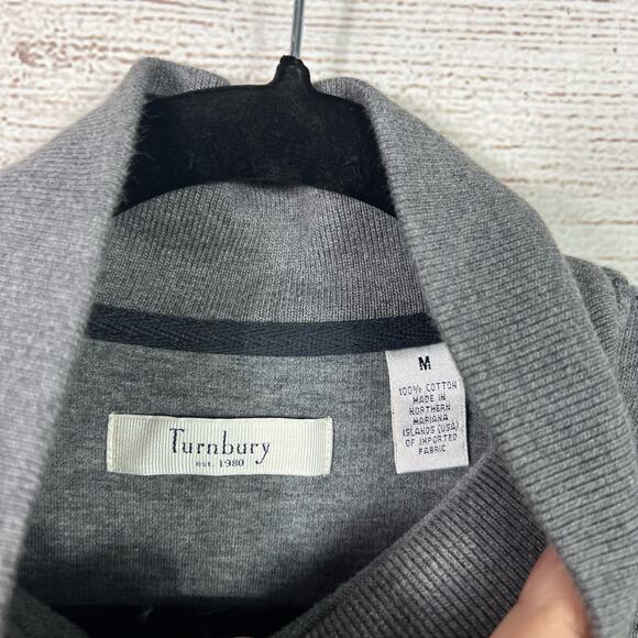 Turnbury Men's Gray Cotton Quarter Zip Pullover Sweater Size Medium - Picture 4 of 8